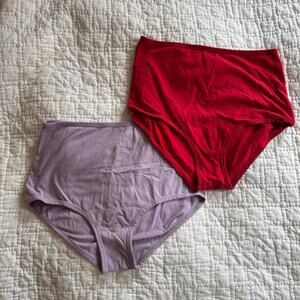 ARQ Organic Cotton High Waisted Underwear Red & Lilac Solid Bundle Set of 2 — 2X